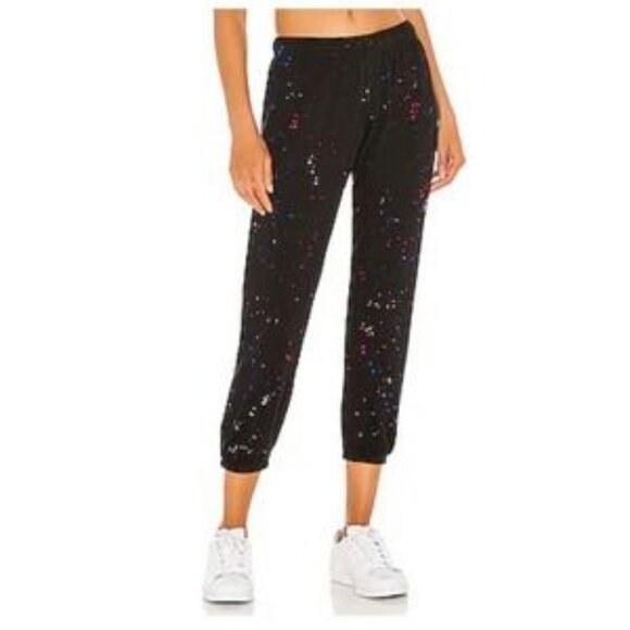Michael Lauren Womens Black Pull-On Splatter Galaxy Jogger Sweatpants - Picture 1 of 4